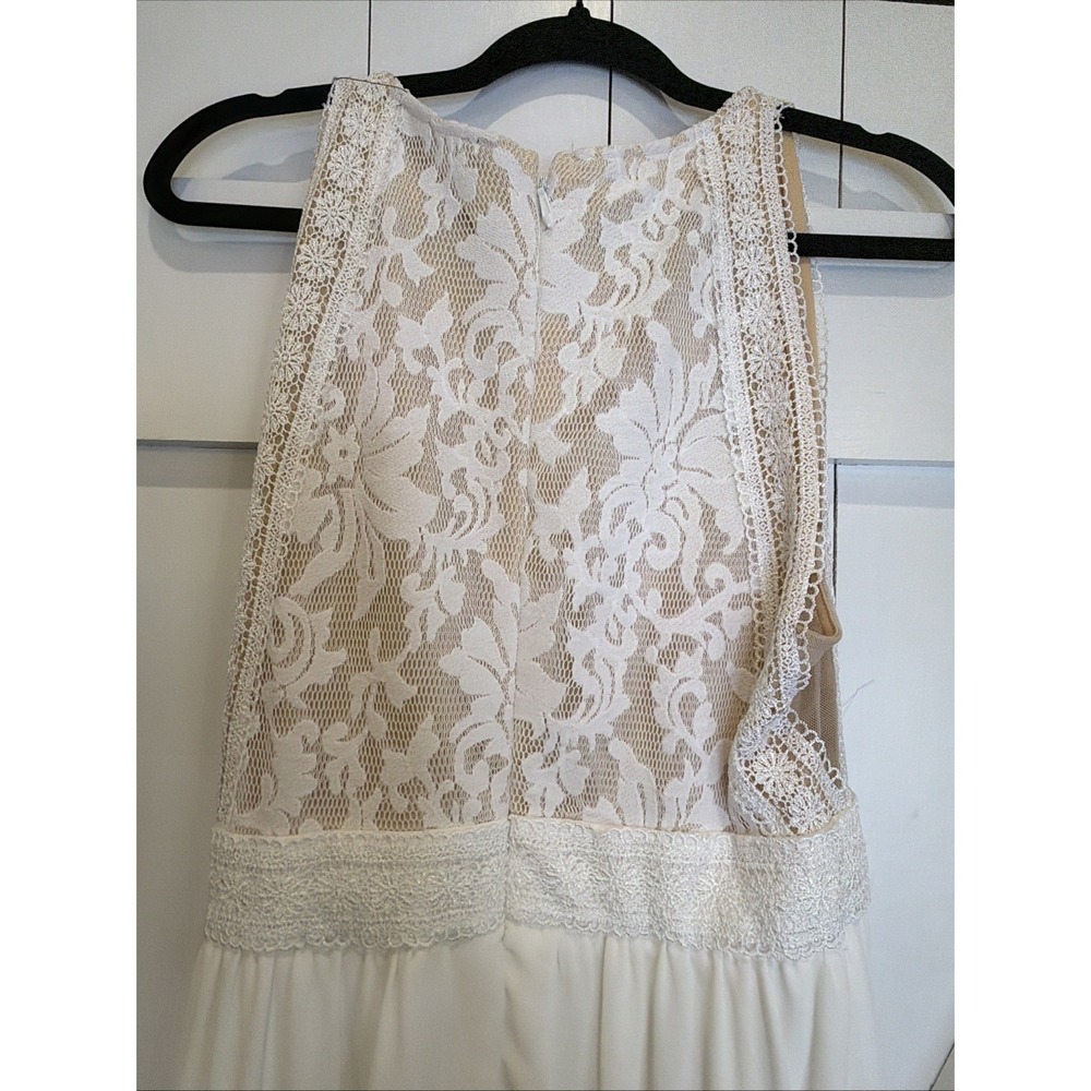 NWT Lulu's Forever and Always White Nude Lace Maxi Dress Bridal Gown Wedding L - Picture 8 of 10